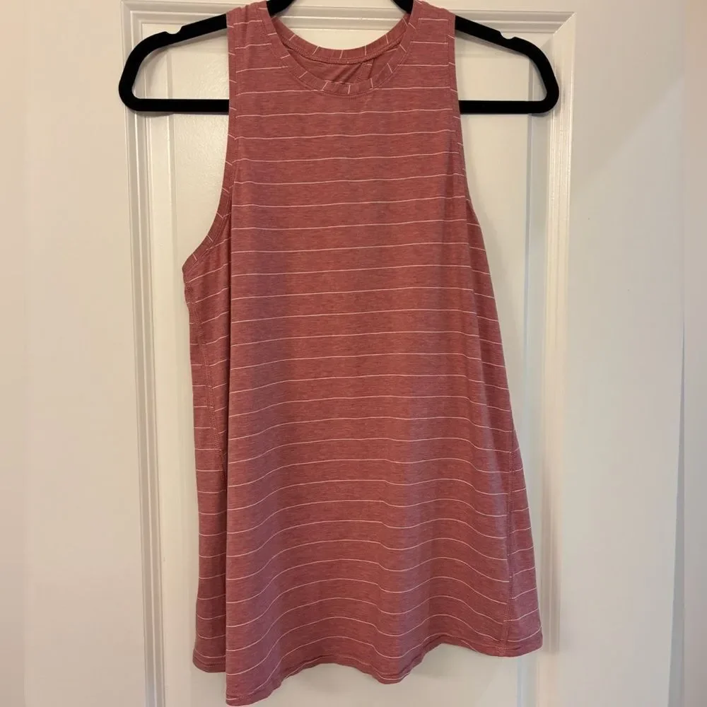 LULULEMON All Tied Up Tank Short Serve Stripe Heathered So Merlot White Size 8